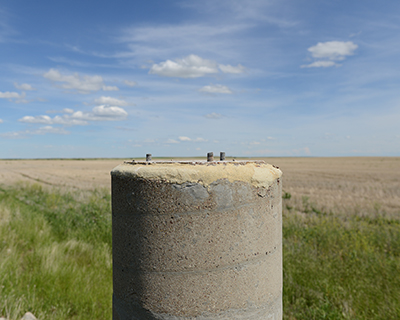 Concrete Azimuth Marker Post - Close Up